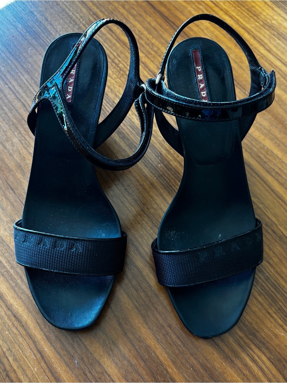 Prada Black Patent Wedge Heel Size 9
